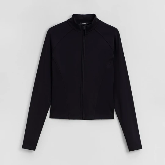 Zdjęcie produktu Czarna bluza rozpinana slim fit z reglanowym rękawem House
