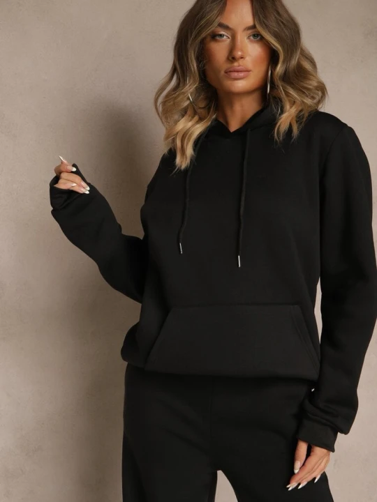 Zdjęcie produktu Czarna Bluza z Kapturem Ozdobiona Ściągaczami Invila Swest