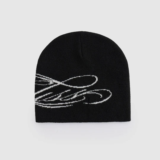 Zdjęcie produktu Czarna czapka beanie z ozdobnym nadrukiem House