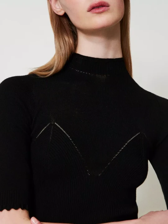 Zdjęcie produktu CZARNA DOPASOWANA ELASTYCZNA BLUZKA TWINSET