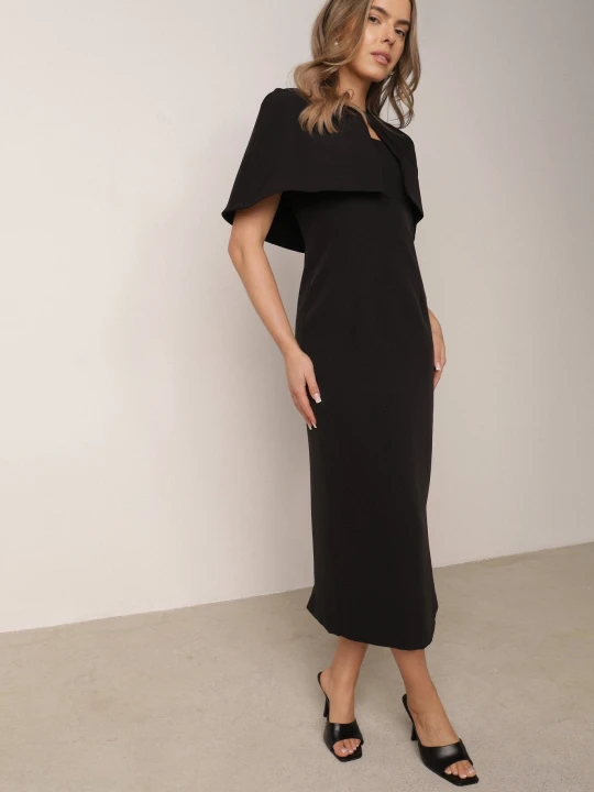 Zdjęcie produktu Czarna Dopasowana Elegancka Sukienka VICES z Pelerynką Celareca