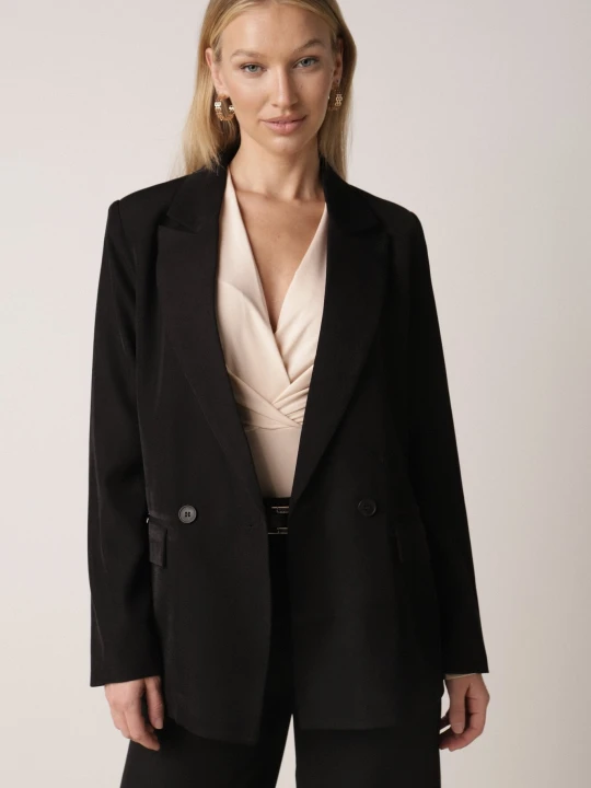 Zdjęcie produktu Czarna Dwurzędowa Marynarka w Stylu Oversize Clazara Elsa.m By May