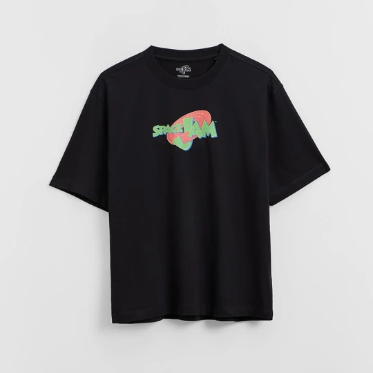 Zdjęcie produktu Czarna koszulka UNISEX z nadrukiem Space Jam House