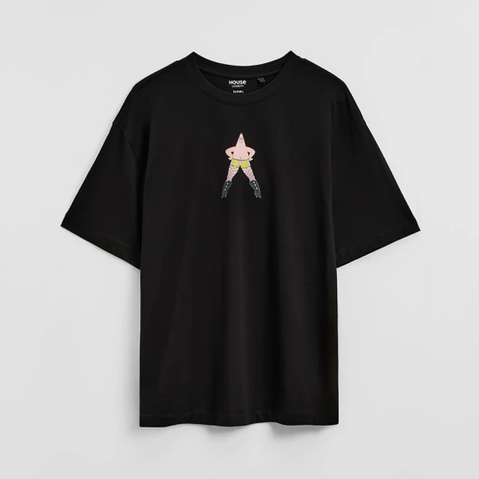 Zdjęcie produktu Czarna koszulka UNISEX z nadrukiem SpongeBob House
