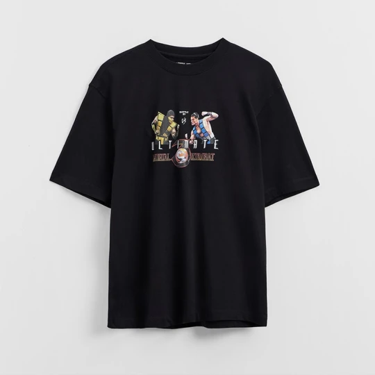 Zdjęcie produktu Czarna koszulka UNISEX z nadrukiem Ultimate Mortal Kombat House