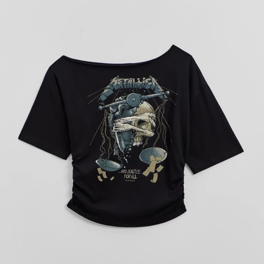 Zdjęcie produktu Czarna koszulka z nadrukiem zespołu Metallica House