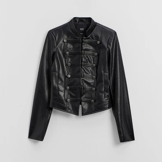 Zdjęcie produktu Czarna kurtka typu napoleon jacket ze sztucznej skóry House