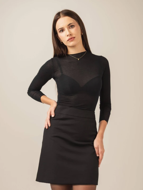 Zdjęcie produktu Czarna spódnica - trapezowa mini wełniana Grace LAÏF
