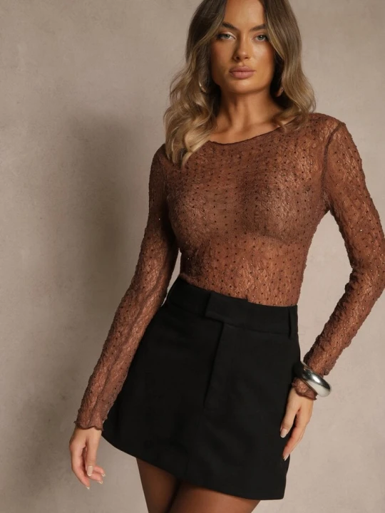Zdjęcie produktu Czarna Spódnica VICES Mini Stylizowana na Zamszową Tivite