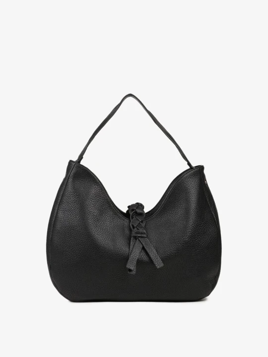 Zdjęcie produktu Czarna Torebka Hobo Shopper Ozdobiona Plecionką Nalorella Chantal Firenze