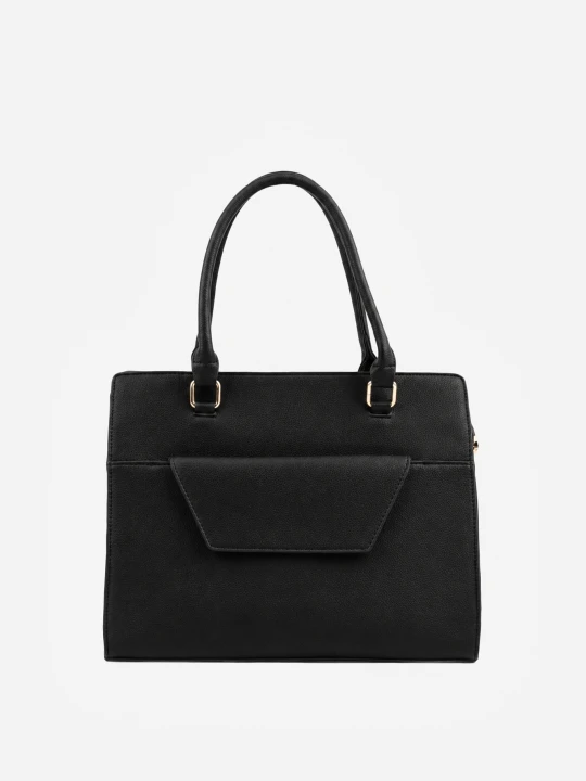 Zdjęcie produktu Czarna Torebka Prostokątna Shopperka Casual z Małą Kosmetyczką w Środku Demis Caely