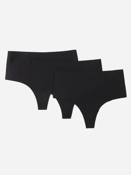 Zdjęcie produktu Czarne 3-Pack Majtki Bezszwowe Typu Stringi High Waist Cinossa Love Magnolia