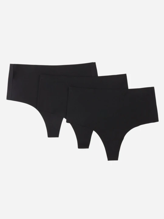Zdjęcie produktu Czarne 3-Pack Majtki Stringi z Wysokim Stanem o Bezszwowym Wykończeniu Zerissa Love Magnolia