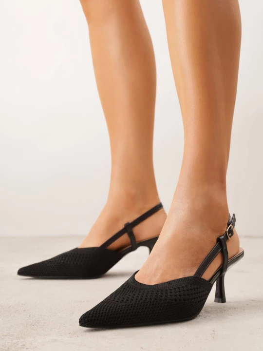 Zdjęcie produktu Czarne Ażurowe Sandały na Szpilce Slingback Erilise Sergio Todzi