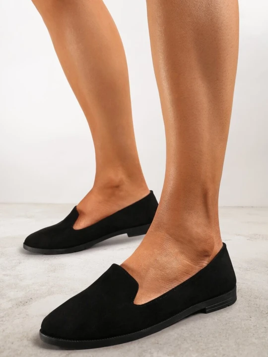 Zdjęcie produktu Czarne Balerinki Typu Loafersy Daphikaia Ballada