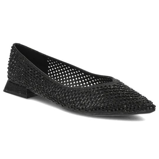 Zdjęcie produktu Czarne Baleriny Menbur Eleganckie Wsuwane Obuwie Damskie
