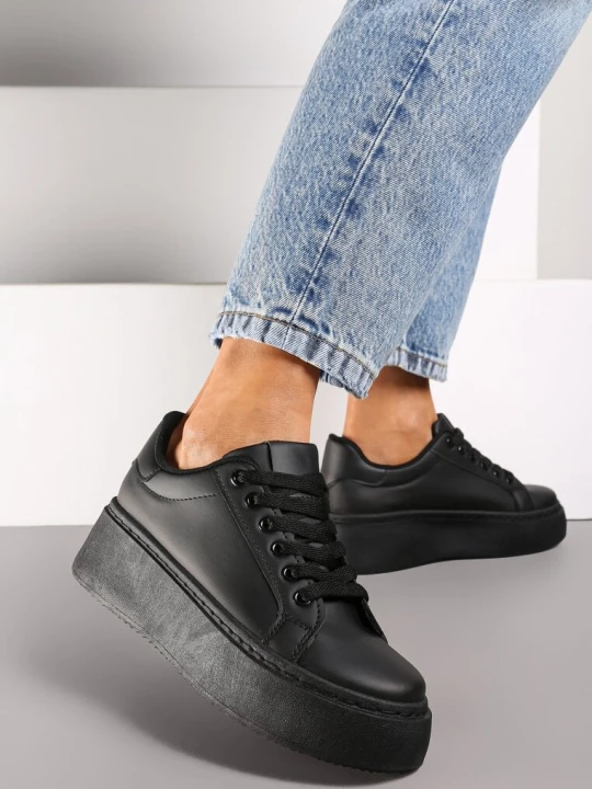 Zdjęcie produktu Czarne Basicowe Sneakersy na Platformie Tiaeliana Vices