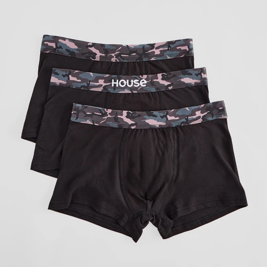 Zdjęcie produktu Czarne bokserki z motywem camo 3-pak House