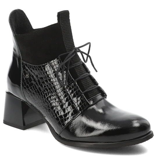Zdjęcie produktu Czarne Botki Armodo Eleganckie Obuwie Damskie Na Obcasie