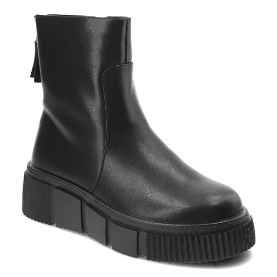 Zdjęcie produktu Czarne Botki Cambell Stylowe Obuwie Damskie Zapinane Na Suwak