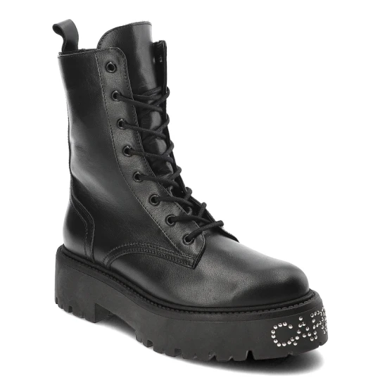 Zdjęcie produktu Czarne Botki Carinii Buty Damskie Na Platformie