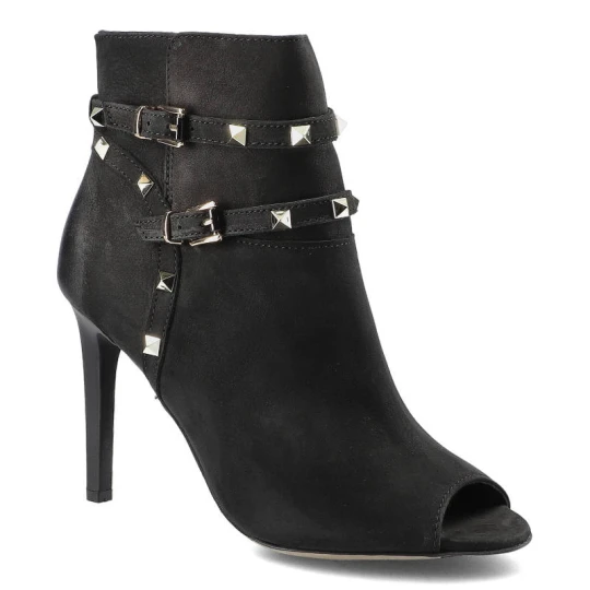 Zdjęcie produktu Botki damskie Carinii, eleganckie i skórzane, czarne, B3857_-360-000-000-B16