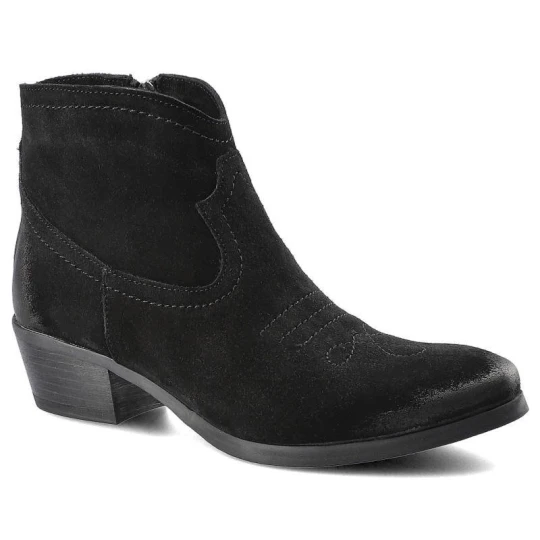 Zdjęcie produktu Botki damskie Carinii, eleganckie i na obcasie, czarne, B5159_-H20-000-POL-D56