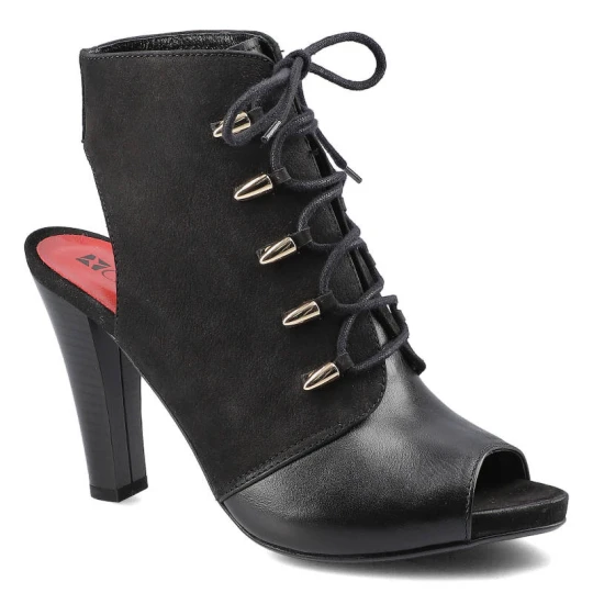 Zdjęcie produktu Botki damskie Carinii, eleganckie na wysokim obcasie, czarne, B3329-OC_-G41-360-000-953