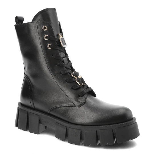 Zdjęcie produktu Czarne Botki CheBello Modne Skórzane Buty Damskie