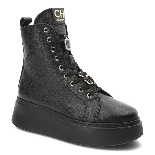 Zdjęcie produktu Czarne Botki CheBello Skórzane Buty Damskie