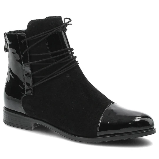 Zdjęcie produktu Botki damskie Damiss, eleganckie i ze skóry naturalnej, czarne, DS-288