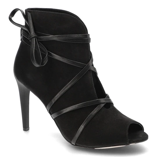 Zdjęcie produktu Botki damskie Carinii, eleganckie na szpilce, czarne, B3564_-360-E50-000-B16