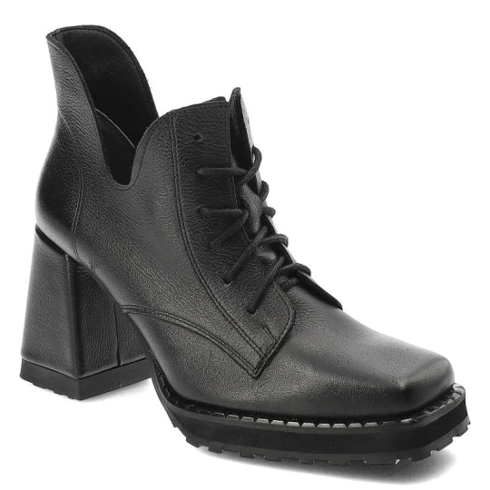 Zdjęcie produktu Czarne Botki Exquisite Modne Skórzane Buty Damskie
