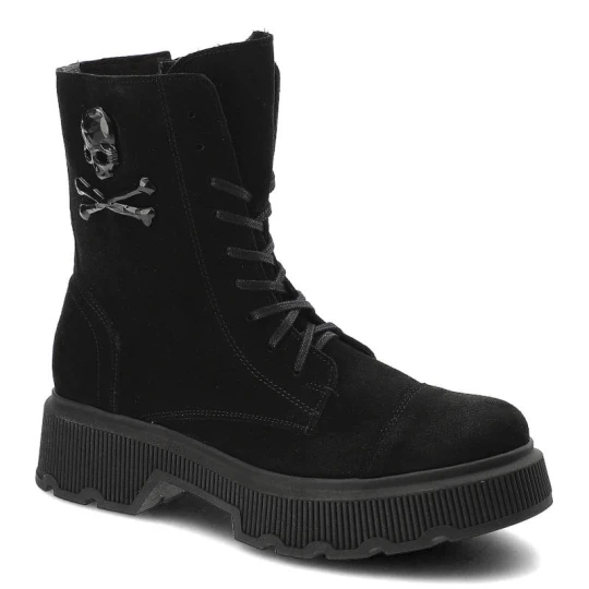 Zdjęcie produktu Czarne Botki Exquisite Modne Skórzane Buty Damskie