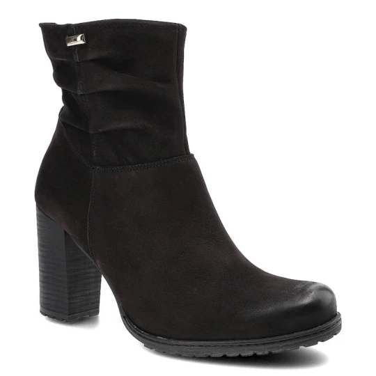 Zdjęcie produktu Botki damskie Karino, eleganckie i zapinane na suwak, czarne, 1067-003-F