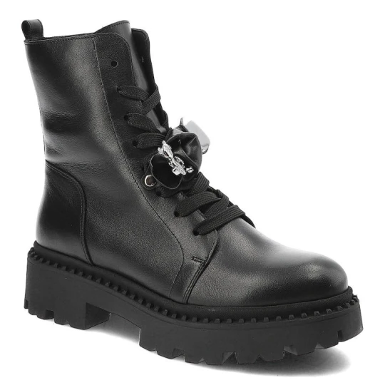 Zdjęcie produktu Czarne Botki Karino Skórzane Eleganckie Buty Damskie