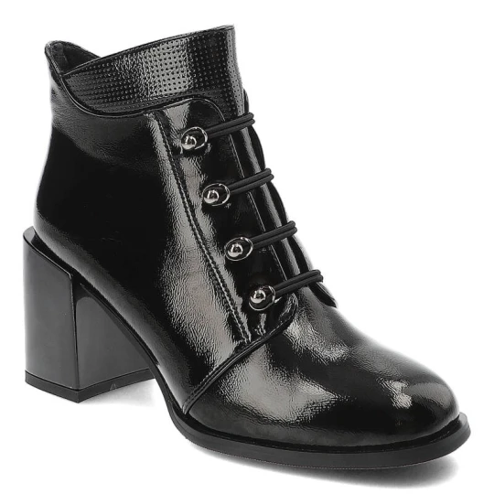 Zdjęcie produktu Czarne Botki Lakierowane Filippo Eleganckie Buty Damskie