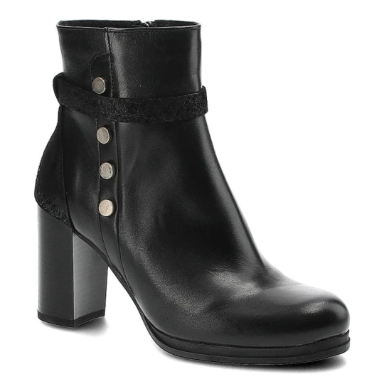 Zdjęcie produktu Botki damskie Lemar, eleganckie na obcasie i zapinane na zamek, czarne, 60182-M