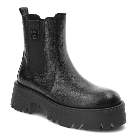Zdjęcie produktu Czarne Botki Lemar Damskie Modne Skórzane Buty