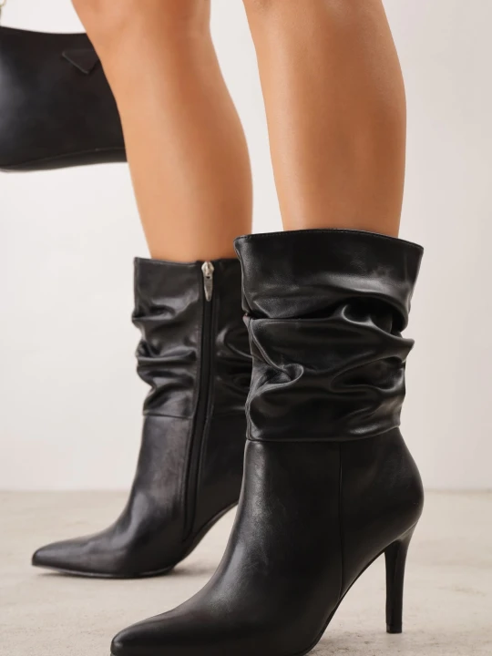 Zdjęcie produktu Czarne Botki na Szpilce Typu Slouchy Desirlotte Ciaodeo