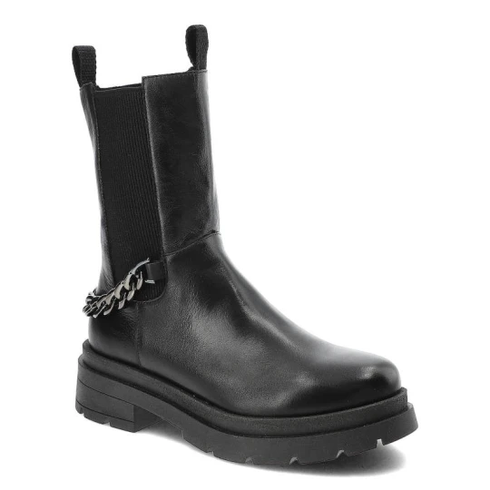 Zdjęcie produktu Czarne Botki Nessi Modne Skórzane Buty Damskie