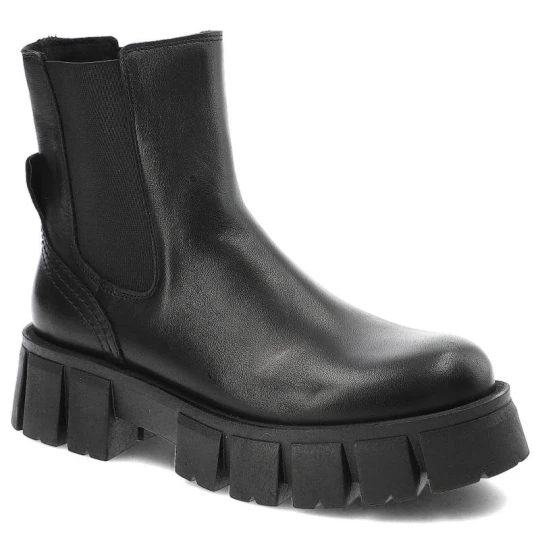 Zdjęcie produktu Czarne Botki Nessi Ocieplane Skórzane Buty Damskie