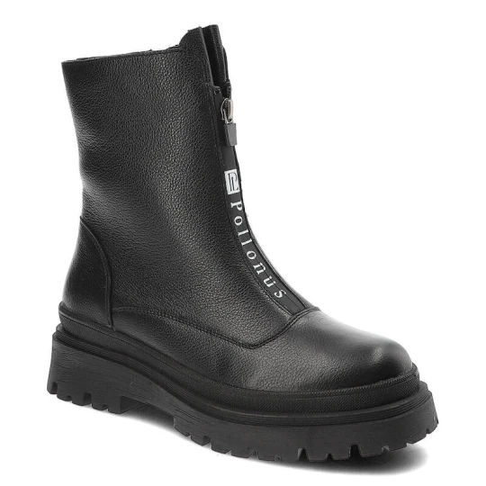 Zdjęcie produktu Czarne Botki Pollonus Ocieplane Buty Damskie