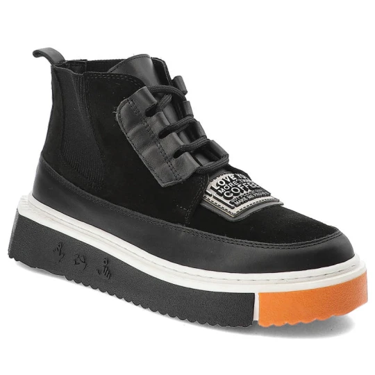Zdjęcie produktu Czarne Botki Ravini Stylowe Skórzane Buty