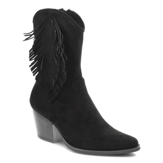 Zdjęcie produktu Czarne Botki S.Barski Damskie Modne Buty Na Obcasie