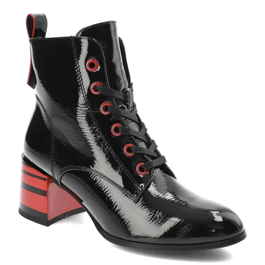 Zdjęcie produktu Czarne Botki S.Barski Eleganckie Buty Na Obcasie