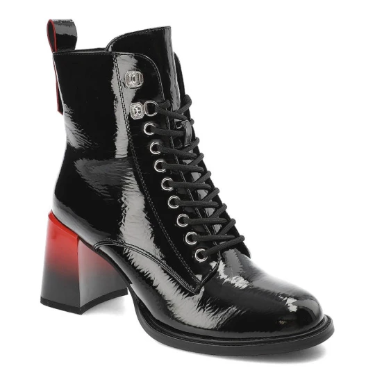 Zdjęcie produktu Czarne Botki S.Barski Eleganckie Damskie Buty Na Obcasie