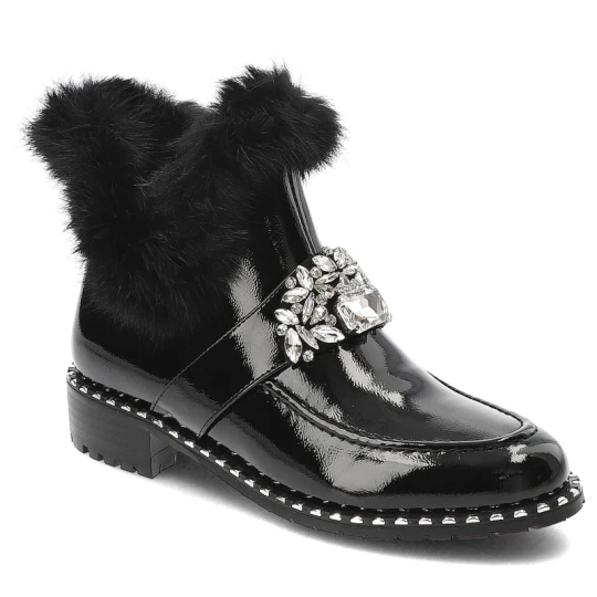Zdjęcie produktu Czarne Botki S.Barski Eleganckie Obuwie Damskie Z Futerkiem