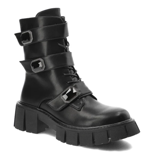 Zdjęcie produktu Czarne Botki S.Barski Modne Buty Damskie