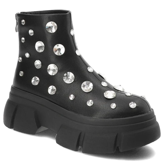Zdjęcie produktu Czarne Botki Sca'Viola Skórzane Buty Damskie